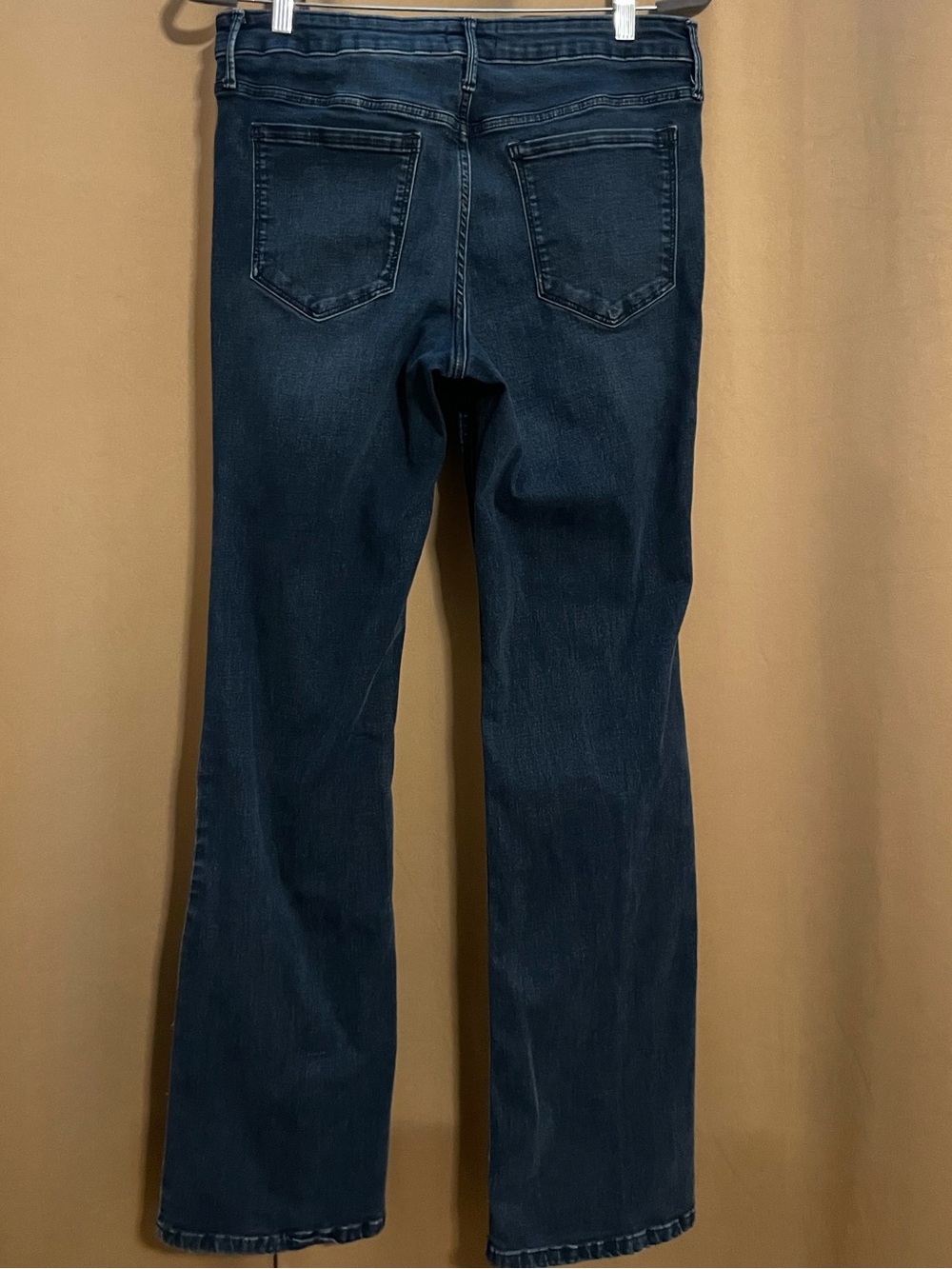 Dark Blue Women's Flare Jeans - Stretch Mid-Rise - Picture 2 of 4